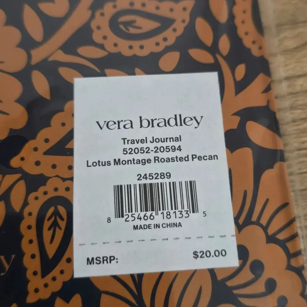 Vera Bradley Travel Journal Lotus Montage Roasted Pecan New Sealed